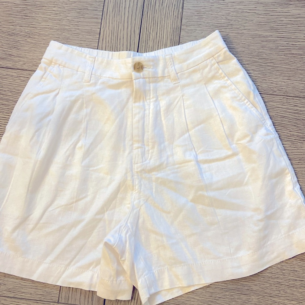 White linen shorts